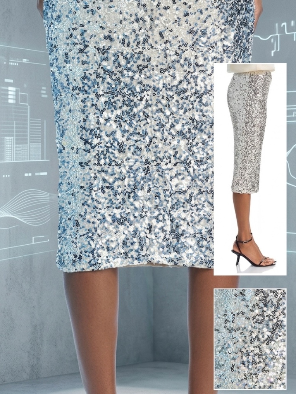 AQUA Sequin Midi Skirt - Exclusive